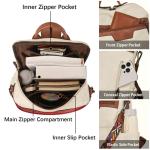 Leren rugzak voor dames, vrijetijdsrugzak, reishandtas, rugzak, handtas, dagrugzak voor vrouwen en meisjes, 1, beige, Rugzak