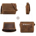 Moderne leren tas heren schoudertas dames groot leer smal 'San Diego' - als laptoptas 14-15 inch voor universiteit en werk business aktetas, Nevada Bruin, Medium