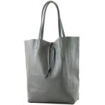 Modamoda T163 Shopper, tas, van leer, groot, met binnenvak, donkergrijs, Large