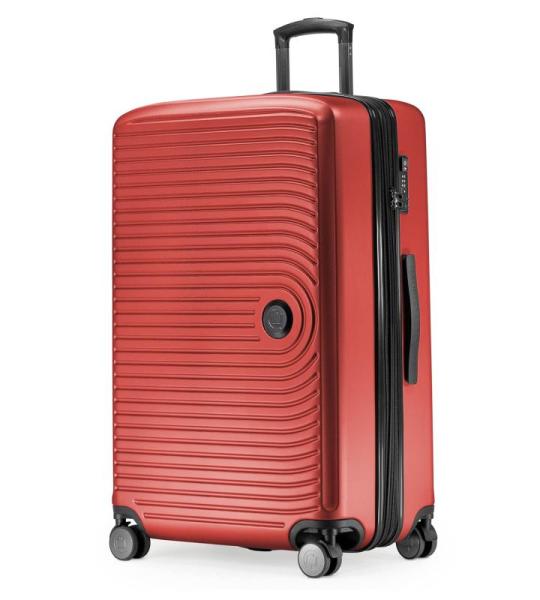 HAUPTSTADTKOFFER Midden grote harde koffer, TSA, 4 wielen, check-in bagage met 8 cm volumevergroting, 77 cm, 130 liter, grafiet, rood, kofferset