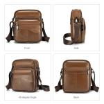 Elegant Klein Heren Leren schoudertas Ipad Messenger Business-tas Crossbody-tas Sling-reistas Handtas Kindle-tablethoes voor vluchtreizen Bruin