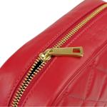 , Nora Gewatteerde damesschoudertas met ketting, van echt leer, gemaakt in Italië, kleine tas voor clutch ceremonie, elegant, model Nora, Rood, 21x7x15 cm
