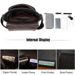 Vintage schoudertas leer heren tas om te hangen dames schoudertas echt leer polstas crossbody bag werktas messenger bags cadeau voor mannen, bruin, L