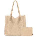 Tote Bag Dames Corduroy shopper tas dames grote schoudertas handtas dames met cosmeticatas voor winkelen, werken, reizen en school, abrikoos