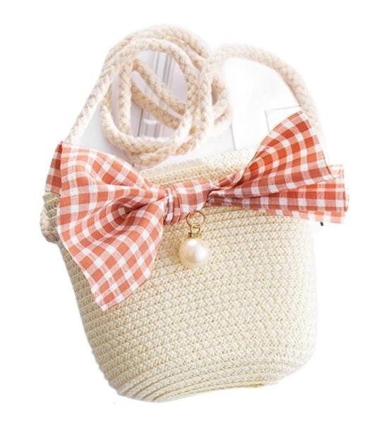 FJZFXKZL Strandtas, stro, handgemaakte zomer, kinderen, meisjes, schoudertas, bloemen, strotas, messengertas, kinderen, sleutel, muntzuip, mini handtas