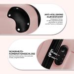 BEIBYE Koffer met harde schaal, trolley, rolkoffer, reiskoffer, veiligheid, cijferslot, dubbele wielen, ABS-materiaal, handbagage, 4 wielen, M-L-XL-set, roze goud