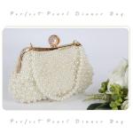 Dames Pearl Kralen Clutch Portemonnees Vintage Kristal Bruid Avondtas voor Bruiloft Cocktail Party Prom, Beige C