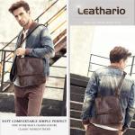 Leathario Leren schoudertas voor heren, messgerbag, leren tas voor business, retro