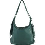 - T249 - ital. Dames rugzak tas 2 in 1 leer, petrol, Medium