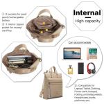 Dames Rugzak Mode Reisrugzak Lichtgewicht PU Schoudertas Vrouwen Waterdicht Casual Dagrugzak met Boho-chique Banden (Khaki)