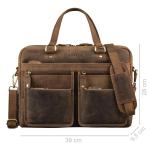 'San Francisco' laptoptas van 13-14 inch leer met handvat om te hangen, voor dames en heren, schoudertas met veel vakken, leren tas, aktetas, messenger bag, echt buffelleer, Nevada