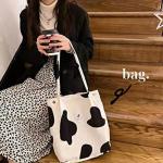 Koord Tas Womens Grote Corduroy Tote Bag Vrouwen Schouder Handtassen voor School Winkelen Werk College Casual, Koe, Large