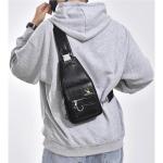Sling tas voor heren, leren borsttas, waterdichte , casual lichte tas, mobiele telefoontas, crossbody tas voor wandelen, fietsen, kamperen, zwart