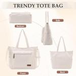 Corduroy draagtas, grote schoudertas voor dames, lichtgewicht casual crossbody handtas met rits voor werk, reizen, winkelen, Beige
