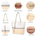 Handtas dames shopper grote damestas voor kantoor school winkelen, wit/grijs/geel., Shopper