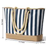 Grote strandtas voor dames, schoudertas, handtas, badtas, XXL, familie, waterdichte zwemtas, draagtas, strandtas met ritssluiting, vakantieaccessoires, donkerblauw, 45.0 cm x 40.0 