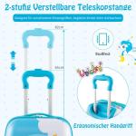 DREAMADE 2-delige kinderkoffer & rugzak, kinderkofferset, kindertrolley, handbagage, reisbagage, harde koffer voor kinderen, Blauwe eenhoorn 2, kinderkoffer set