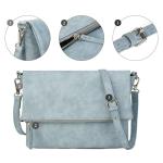 Schoudertas voor dames, schoudertas met ritssluiting, crossbody tas, leren handtas, klein, dagrugzak, lichtblauw, Convertible