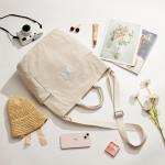 Dameshandtas, canvas shopper, schoudertas, casual, groot, voor school, werk, dagelijks gebruik, winkelen, wit- 2