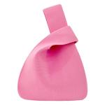 Vrouwen Handvat Tassen Polsbandjes Effen Kleur Gift Bag Cross-Body Gebreide Mouw Knoop Tas Kleine Leuke Draagbare Portemonnee Opvouwbare Tote, Magenta, Solid-magenta