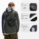 Borsttas met USB-oplaadpoort Sling Bag met verstelbare zakelijke schoudertas Crossbodytas Waterdicht voor Wandelen Reizen Man Vrouw Zwart