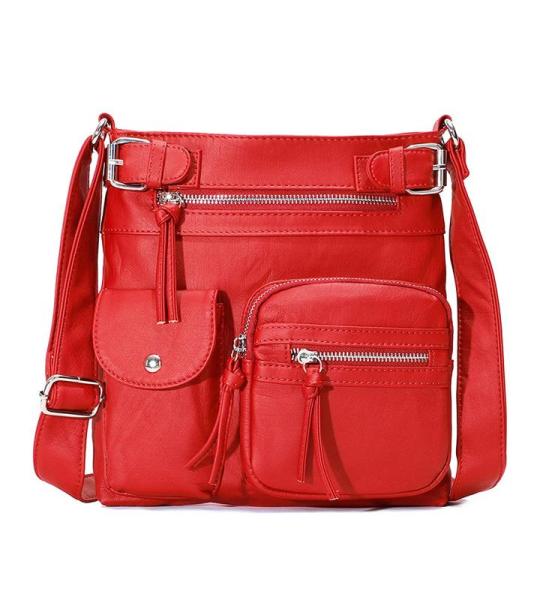Lichtgewicht Schoudertas Handtassen Schoudertassen Vrouwen Draagtas Schoudertas PU Leer Waterdicht Tiener Draagbare Portemonnee Reizen Werk School Telefoon Crossbody Bag, Rood, L