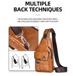 Sling tas voor heren, leren borsttas, waterdichte , casual lichte tas, mobiele telefoontas, crossbody tas voor wandelen, fietsen, kamperen, lichtbruin