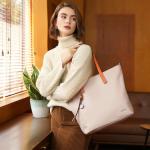 dames handtas meerkleurig gestreept schoudertas Shopper (abrikoos)