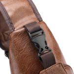 DONGKER Sling Crossbody Bag voor heren, PU-leer, borsttas, schoudertas, reistas met USB-aansluiting voor casual, outdoor, wandelen, reizen