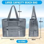 Grote strandtas van mesh voor dames, draagbaar, XXL familie, strandtas voor dames, opvouwbaar en herbruikbaar, grote nettas voor het strand, voor zand, zwemmen, reizen, winkelen, G