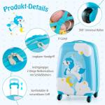 DREAMADE 2-delige kinderkoffer & rugzak, kinderkofferset, kindertrolley, handbagage, reisbagage, harde koffer voor kinderen, Blauwe eenhoorn 2, kinderkoffer set