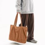 Uniseks schoudertas voor dames, tote bag, corduroy tas, grote schoudertas, shopper, handtas, casual, crossbody tas voor school, universiteit, kantoor, werk, reizen, uitstapjes, win