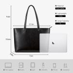 Totebag, grote schoudertas met ritssluiting van waterdicht PU-leer, damestas voor werk, school, reizen, dagelijks gebruik, Zwart-3