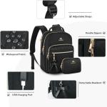 Rugzak voor Dames Kleine, Elegante Schoudertas Casual Dagrugzak 2 in 1 Waterdichte Handtas Dames Dagrugzak met USB-Oplaadpoort Moderne Stadsrugzak Rugzak Tas voor Dames Cadeau Zwar