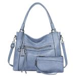 BAIGIO 2-delige handtassen voor dames, schoudertas, grote shoppertas, PU-leer, schoudertas, draagtas, hengseltas, cadeau, tote bag set met portemonnee, ritssluiting, voor kantoor, 