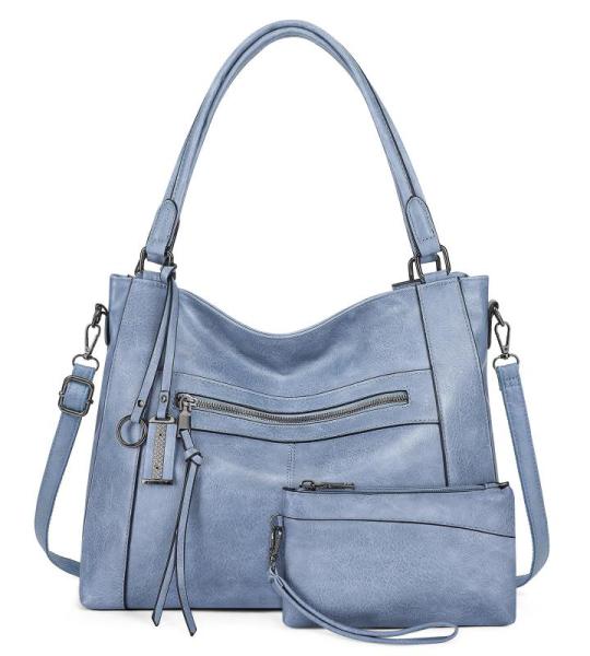 BAIGIO 2-delige handtassen voor dames, schoudertas, grote shoppertas, PU-leer, schoudertas, draagtas, hengseltas, cadeau, tote bag set met portemonnee, ritssluiting, voor kantoor, 