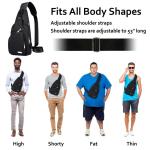 Lidxfeo Schoudertas met USB-oplaadaansluiting, waterdichte borsttas voor heren, anti-diefstal, crossbody bag, meerdere zakken, slingrugzak, voor wandelen, reizen, klimmen enz, zwar