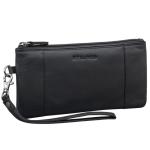'Grecia' Moderne Leren Clutch Bag Vintage Portemonnee Dames Klein afneembaar Polsbandje en RFID-Bescherming Echt Leer, Kleur:zwart