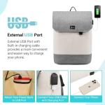 Elegante Damesrugzak, Waterdichte Daypack met 17,3" Laptopcompartiment, Anti-Theft Reisrugzak Geschikt voor Reizen, Universiteit, School en Kantoor, Beige Grijs