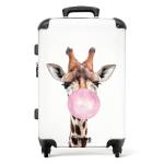 NoBoringSuitcases.com Kinderkoffer, hand, harde koffer met TSA-slot, jongens en meisjes, trolley, reiskoffer, draagtas, rolkoffer, klein of middelgroot, 21 giraf - roze kauwgom, ki