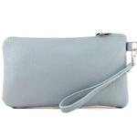 - T193 - ital. Clutch polstas leer small, ijsblauw, Small
