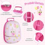DREAMADE 2-delige kinderkoffer & rugzak, kinderkofferset, kindertrolley, handbagage, reisbagage, harde koffer voor kinderen, Roze uil, kinderkoffer set