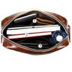 CHDWEY Umhängetaschen für Herren Leder männliche Crossbody Bag Business Leder Männer Messenger Bag Vintage Männer Große Tasche Reißverschluss Schulterhandtaschen(Bruin)