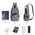 Sling Bag met USB-Oplading, Borsttas met Verstelbare Riem, Multi-Pocket Crossbody Borst Tas, Wandelen Casual Outdoor Borstzak voor Heren