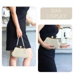 Dames Pearl Kralen Clutch Portemonnees Vintage Kristal Bruid Avondtas voor Bruiloft Cocktail Party Prom, Beige C