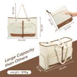 Vinstatin Grote strandtas voor dames, lichte veelzijdige shopper met ritssluiting, waterdichte zwemtas, draagtas, saunatas, tote bag voor strand, reizen, familie, wit