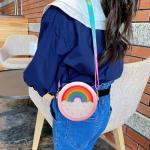 UnoSheng Schulterriemen Für Taschen Kurz Kinder-Umhängetasche, rund, Regenbogen-Druck, Mädchen, verstellbar, mehrfarbig, Umhängetasche für die Schule Objektiv Taschen 50 Mm