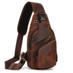 newsbirds Heren echt lederen borsttas schoudertas sport outdoor schoudertas wandelrugzak, 9455 bruin, Retro