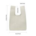 Vrouwen Handvat Tassen Polsbandjes Effen Kleur Gift Bag Cross-Body Gebreide Mouw Knoop Tas Kleine Leuke Draagbare Portemonnee Opvouwbare Tote, Beige, Solid-beige