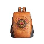 VVHUDA Retro lederen rugzak voor dames, casual rugzak met hoge capaciteit, lederen schoudertas voor winkelen, reizen (kleur: geel) klein cadeau